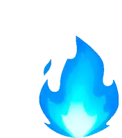 a blue flame on a white background with a white outline