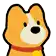 a cartoon dog with a red collar and a yellow medallion on its neck .
