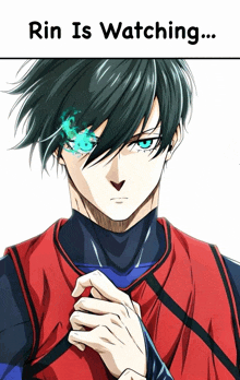 a picture of a person with the words rin is watching below it