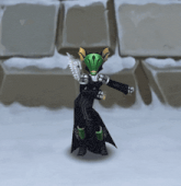 a cartoon character with wings and a green mask