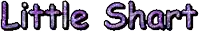 the word little short is written in purple letters on a white background