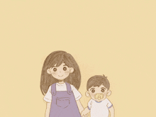 a drawing of a girl and a boy with pacifiers