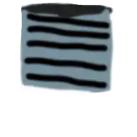 a drawing of a blue and black striped object on a white background .