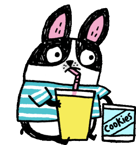 Dog With Soda And Cookies Sticker - Pudding Funny Animals The Cry Baby Stickers