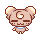 a pixel art drawing of a teddy bear with a g on his head .
