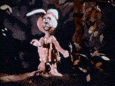 a stuffed animal with a bunny costume on