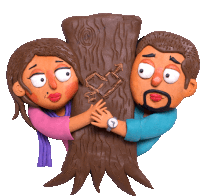 Couple Romantically Peep From Behind A Tree. Sticker - Indian Wedding Hug Couple Stickers