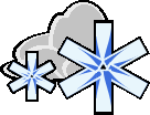 a cartoon illustration of a cloud , snowflakes and a windmill .