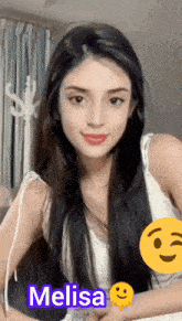 a girl with the name melisa written on her face