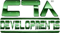 the logo for cta developments is green and shiny