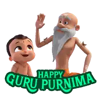 a cartoon of a man and a boy with the words happy guru purnima below them
