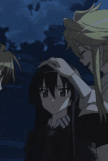 a group of anime characters are standing in the dark