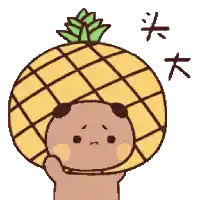a cartoon of a bear wearing a pineapple hat .