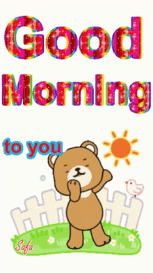 good morning cute bear greet