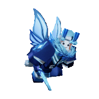 a cartoon character with wings and a sword