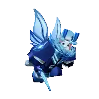 a cartoon character with wings and a sword
