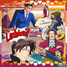 a collage of anime characters including one that says i 'm lesbian