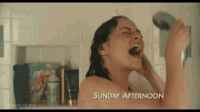 a woman taking a shower on sunday afternoon is screaming