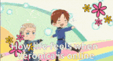 a picture of two anime characters with the words " how life feels when veronica is online " on the bottom