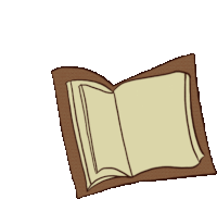 a cartoon drawing of an open book with a brown border