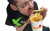 Eating French Fries Ricky Berwick Sticker - Eating French Fries Ricky Berwick Ricky Berwick Vlog Stickers