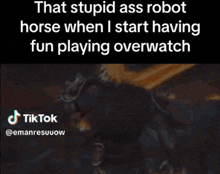 Overwatch Orisa GIF - Overwatch Orisa Stupid Robot Horse GIFs
