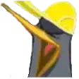 a cartoon penguin is wearing a yellow hat and holding a yellow stick .