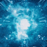 a blue background with a white light coming out of the middle