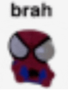 a blurred image of a spider-man head with the word brain written above it .