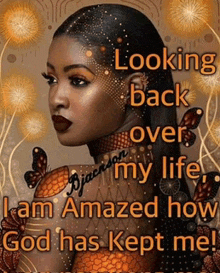 a painting of a woman with the words looking back over my life