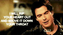 I Will Rip Out Your Heart And Shove It Down Your Throat If You Annoy Me Damon Salvatore GIF