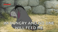 eeyore from winnie the pooh is hungry and no one will feed me