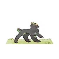 a drawing of a black dragon with green wings and a yellow head
