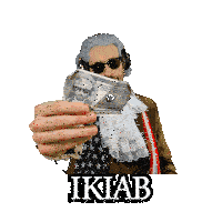 a man in a costume with the word ikiab on the bottom right