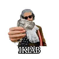 a man in a costume with the word ikiab on the bottom right