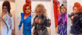 a collage of drag queens standing next to each other in different dresses