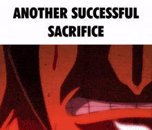 another successful sacrifice is written on a red background