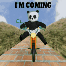 Im Coming Im On My Way GIF - Im Coming Im On My Way Panda On Moped GIFs