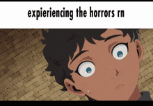 a cartoon of a person with the words experiencing the horrors rn below it