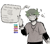 a drawing of a person with a speech bubble that says stylus