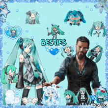 a picture of a man and a girl with the words besties on the top