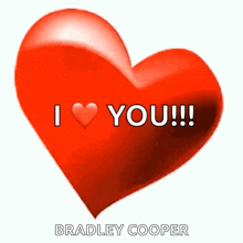 a red heart that says i love you bradley cooper on it