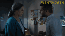 a man and a woman are standing next to each other and the word together is above them