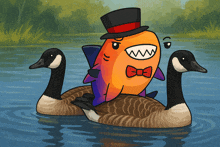 a cartoon of a fish wearing a top hat and bow tie