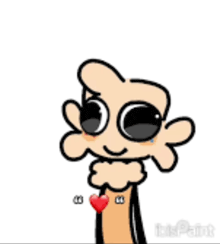 a cartoon character is holding a red heart in his hand