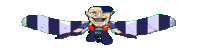 a cartoon character with a striped scarf around his neck