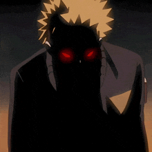 a silhouette of a person with red eyes and a yellow head