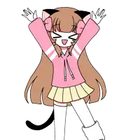 a drawing of a girl with cat ears and a pink hoodie