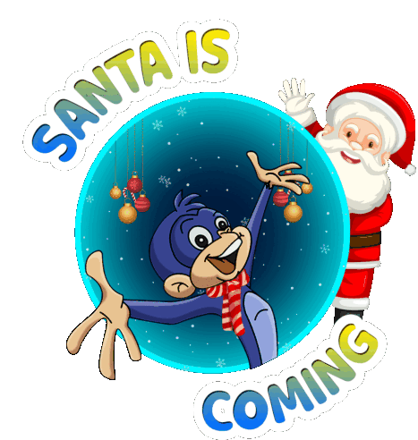 Santa Is Coming Jaggu Sticker - Santa Is Coming Jaggu Chhota Bheem Stickers