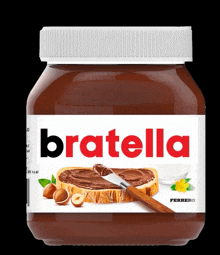 a jar of nutella has a slice of bread on the label